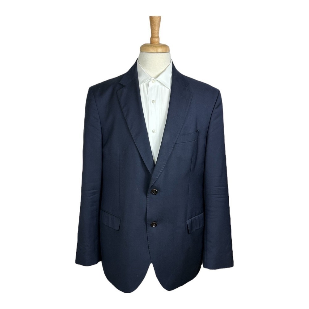Carolina Herrera Blue Pure Wool 2-Btn Mens Blazer Size 46R Excellent